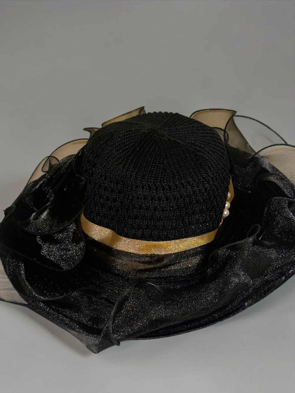 Women’s Fancy Black Hat Garden Party Wedding Homecoming Ascot Wedding NEW